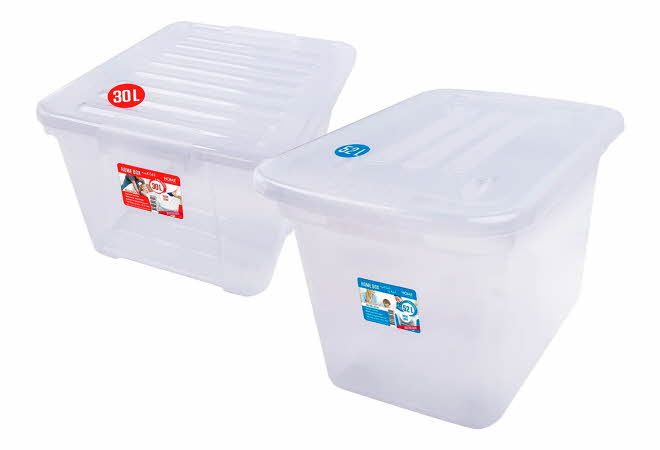 To oppbevaringsbokser med lokk fra Home Box