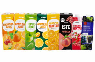 Stort utvalg av Coop Juice, nektar og iste.