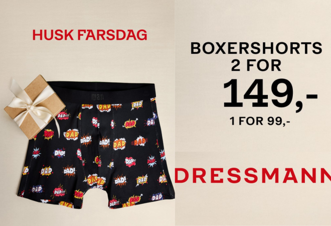 Plakat med boxershorts 2 for 149,-