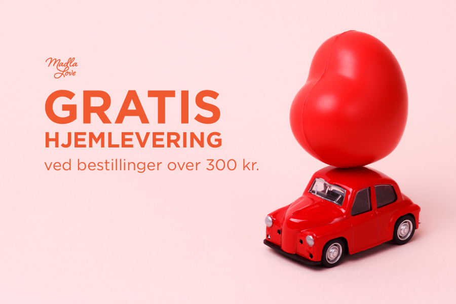 Gratis hjemlevering illustrasjon - rød bil med rødt hjerte på taket