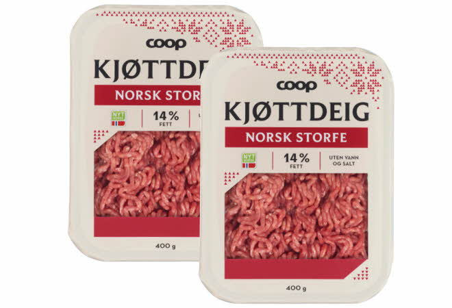 To pakker med Coop kjøttdeig.