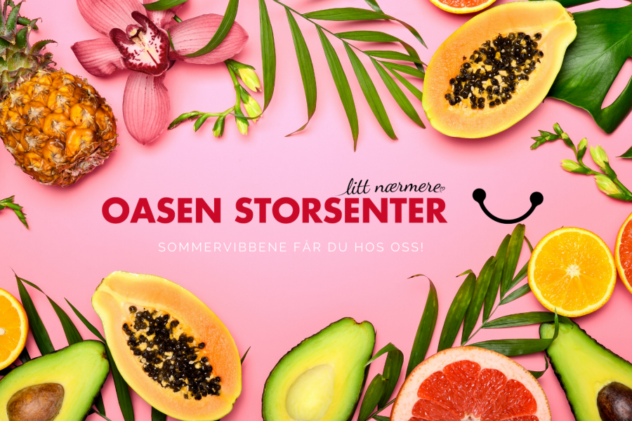 Kampanjebilde sommerstemning på Oasen, med frukt og grønt