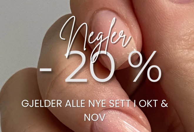 Bile av en hånd med rosa neglelakk, og med hvit tekst over bildet