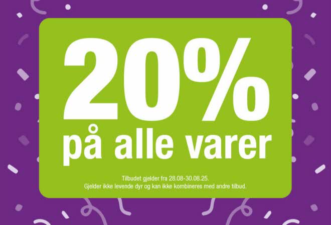 Buddy 20 år med 20% på alle varer