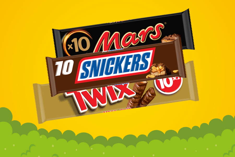 10-pakk Twix, Snickers og Mars