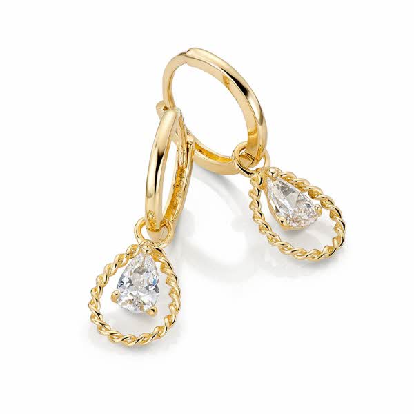 gull øreringer med diamant anheng