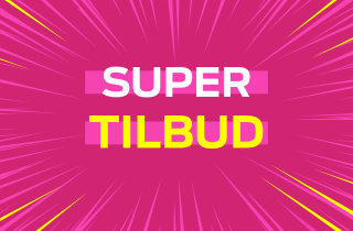 Grafisk rosa bilde med teksten "super tilbud"