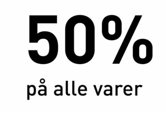 50% på alle varer