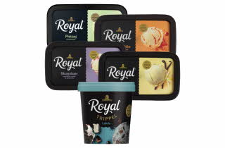 Fem forskjellige bokser med Diplom-Is royal.