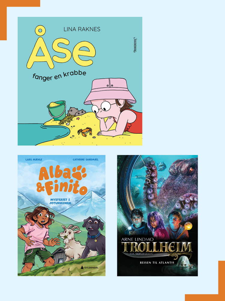 Bokomslag på tre barnebøker