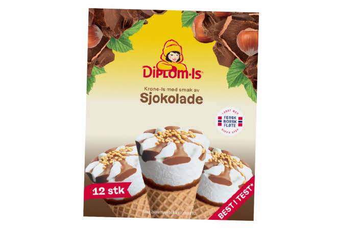 En boks med krone is sjokolade fra Diplom-Is.