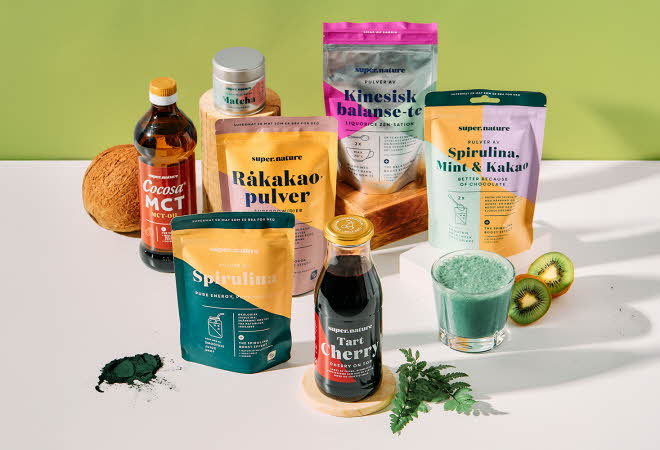 Mange produkter fra Supernature står utover