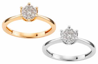 To enkle ringer med rund diamantsetting.