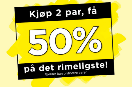 Prisfettilbud Shoeday, 50% ved kjøp av to par