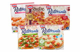 4 varianter av Ristorante og 1 variant av Rustica pizza