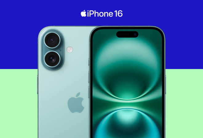 Forsiden og baksiden på en iPhone 16