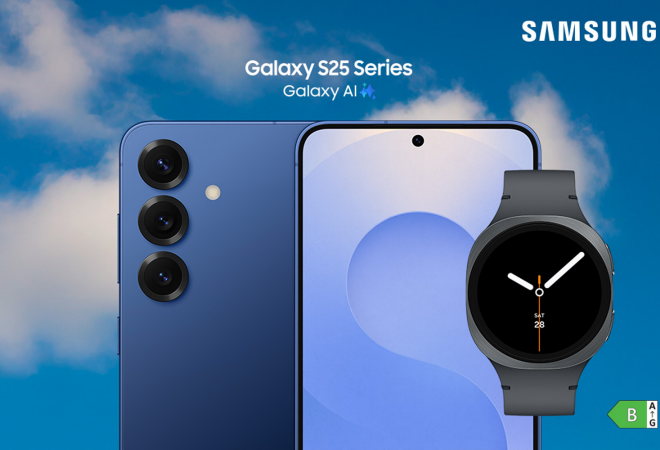 Samsung Galaxy s25 serie med Galaxy AI, mobil og klokke