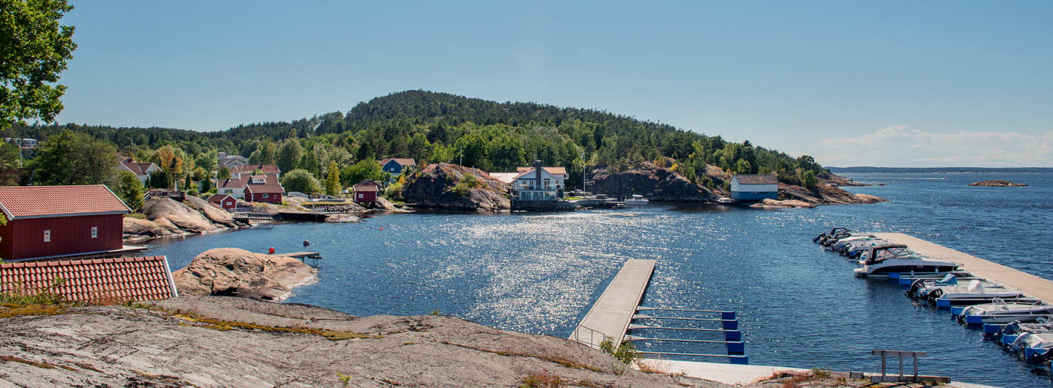 Bilde av skjærgården utenfor området med boligprosjektet Lervik i Strømstad, Sverige.