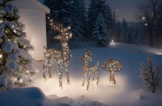 bilde av rådyr og sopp laget av stål med lys