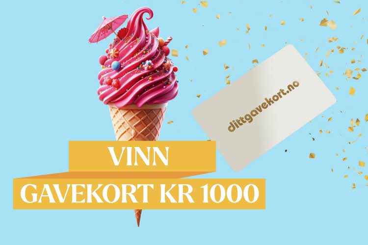 Tekst: vinn gavekort kr. 1000,-