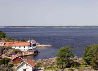 Bilde av skjærgården utenfor området med boligprosjektet Lervik i Strømstad, Sverige.