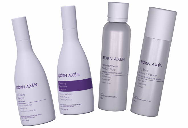 Fire Björn Axén hårpleieprodukter.