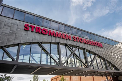 Bilde av skiltet på forsiden til Strømmen Storsenter