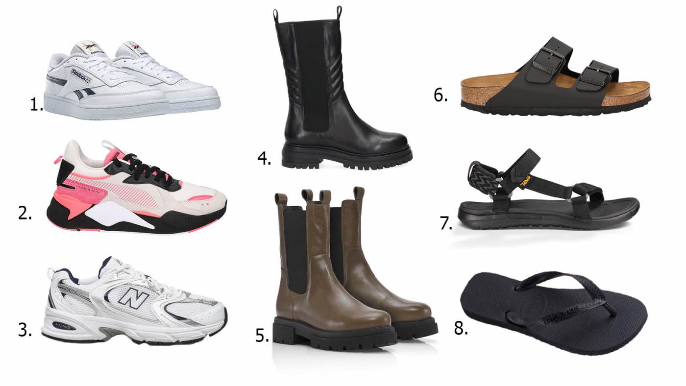 kollasj, sandaler og sko