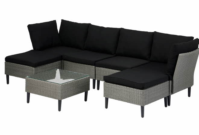 Produktbilde av Modulsofa Porto, 7 moduler + 1 glassplate, inkludert puter.