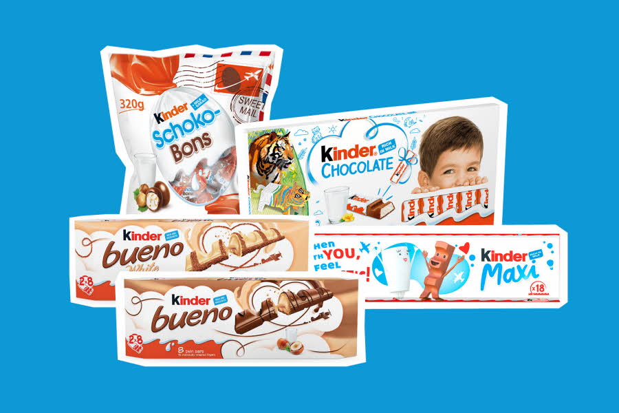 Kinder sjokolade i ulike varianter