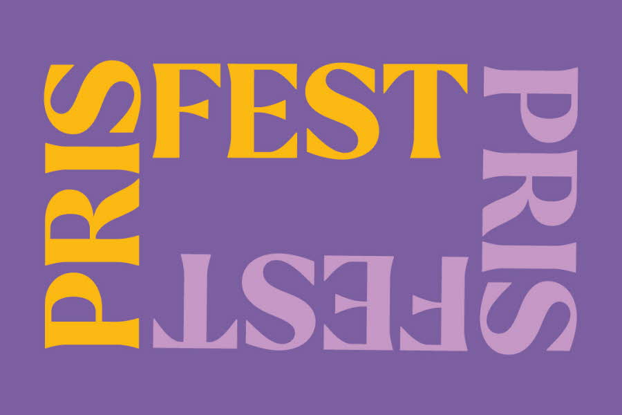 Grafisk lilla bilde med teksten "Prisfest"