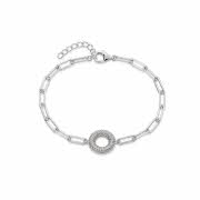 rund sølv armbånd med diamant