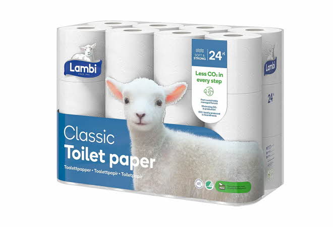 En 24-pakk med Lambi toalettpapir.