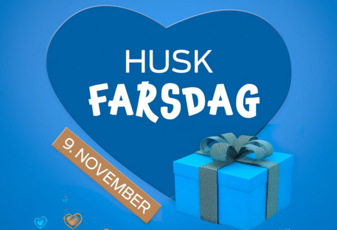 Plakat med tekst husk farsdag 9. november