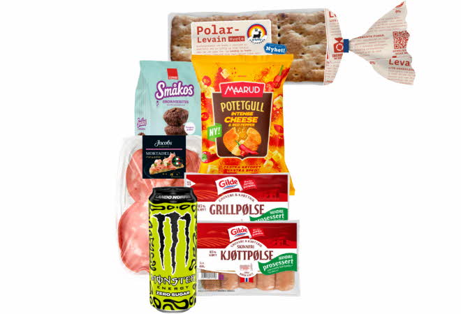 bilde av diverse mat produkter