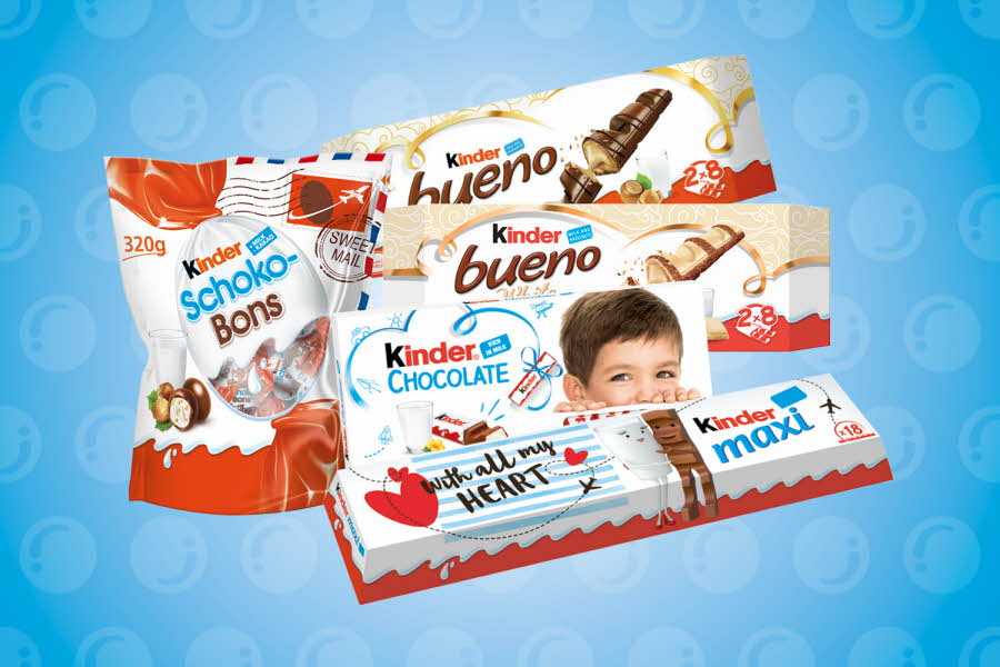 Kinder sjokolade i ulike varianter
