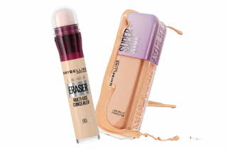 To sminkeprodukter, en concealer og en foundation med litt sølt foundation.