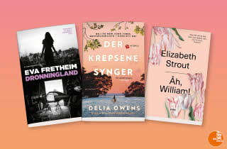 "Dronningland" av Eva Fretheim, "Der krepsene synger" av Delia Owens og "Åh, William!" av Elizabeth Strout