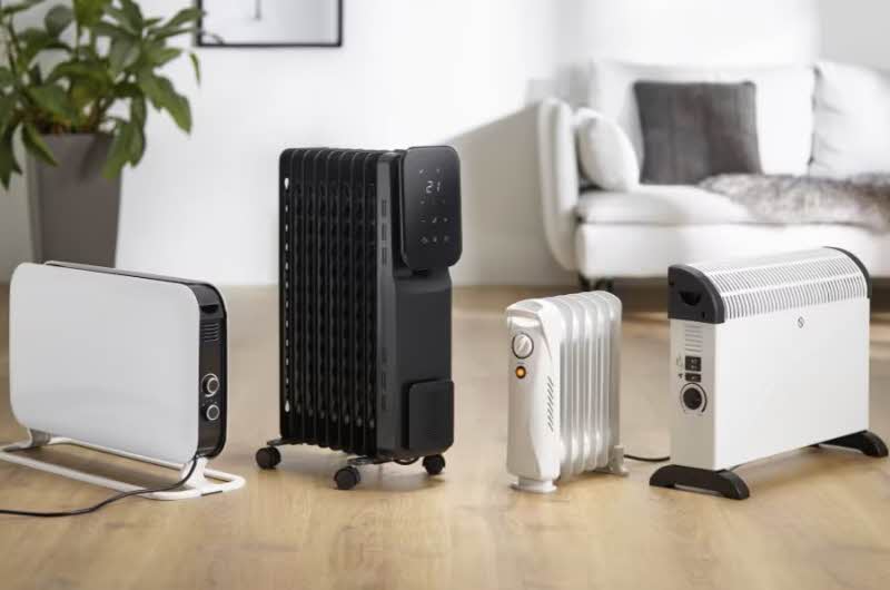 Fire forskjellige typer varmeovner fra Clas Ohlson