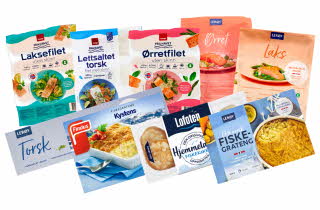 Et utvalg fiskeprodukter fra Findus, Coop, Lerøy og Lofoten.