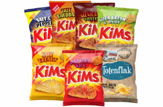 7 varianter av Kims chips.