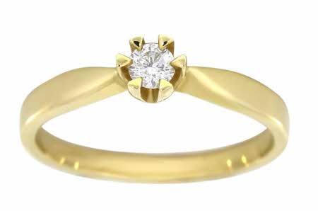 gullring i gult gull med en diamant