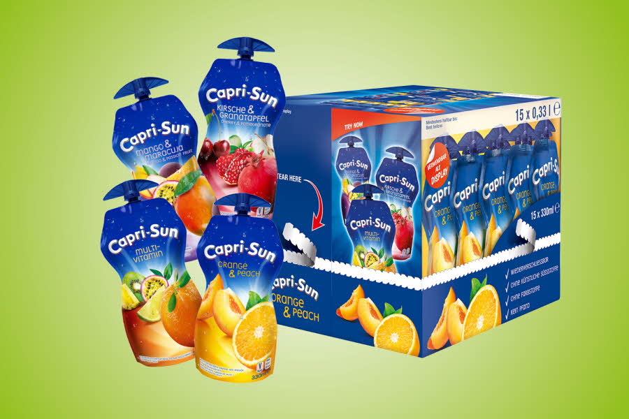 15-pakk eske med Capri-Sun og fire Capri-Sun poser