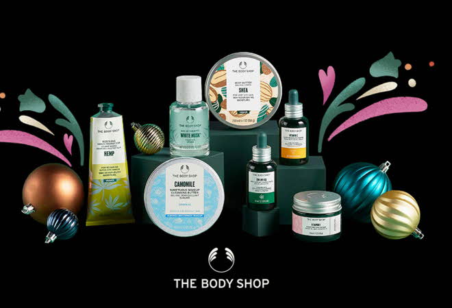 Et utvalg av diverse The Body Shop-produkter.