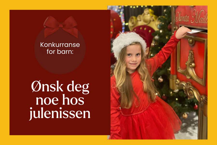 En jente i juleklær og julenissens postkasse