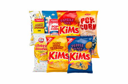 Stort utvalg snacks fra Maarud og OLW