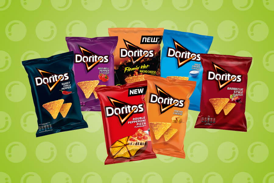 7 poser Doritos i ulike smaker
