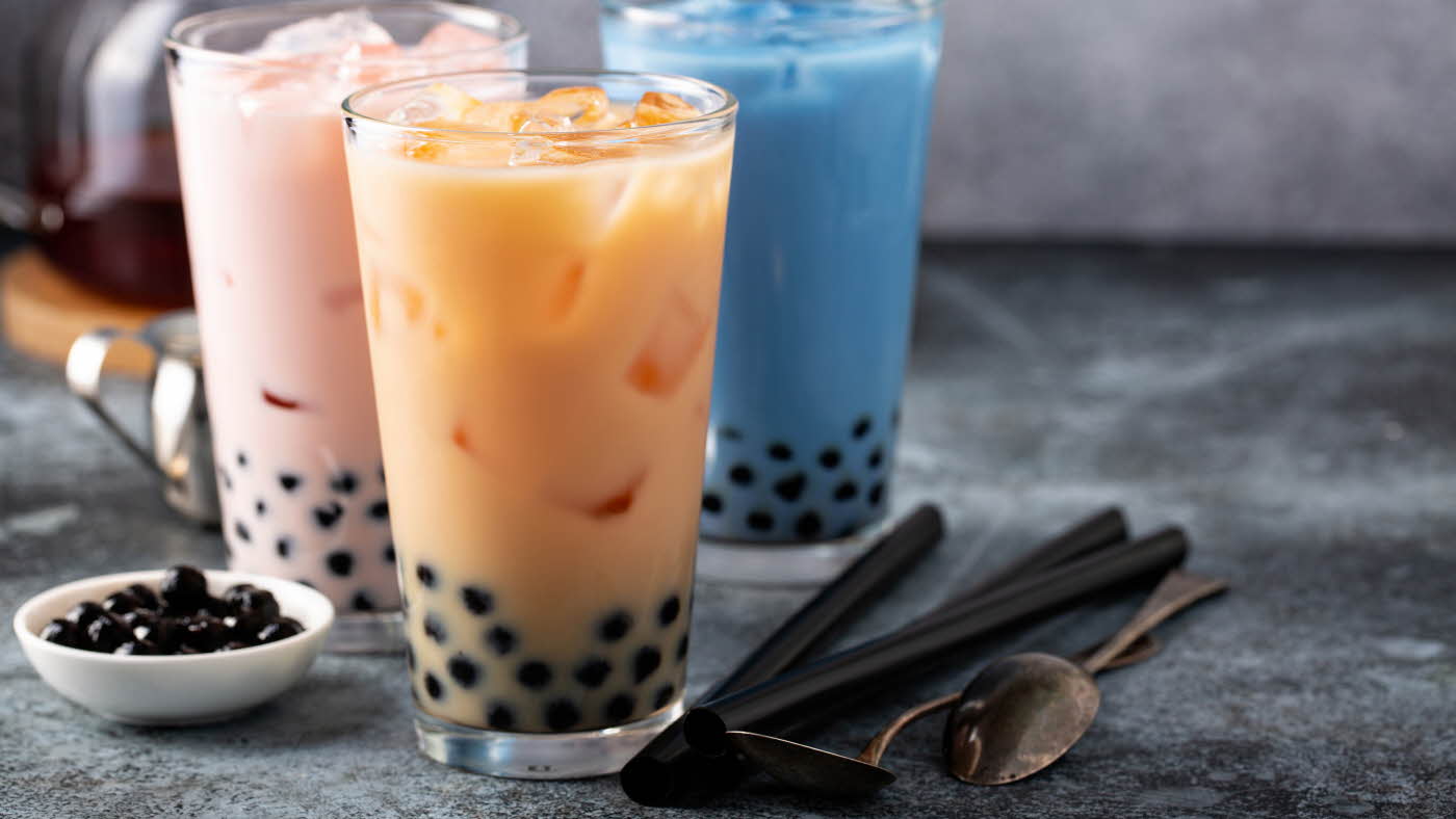 Tre glass med bubbletea