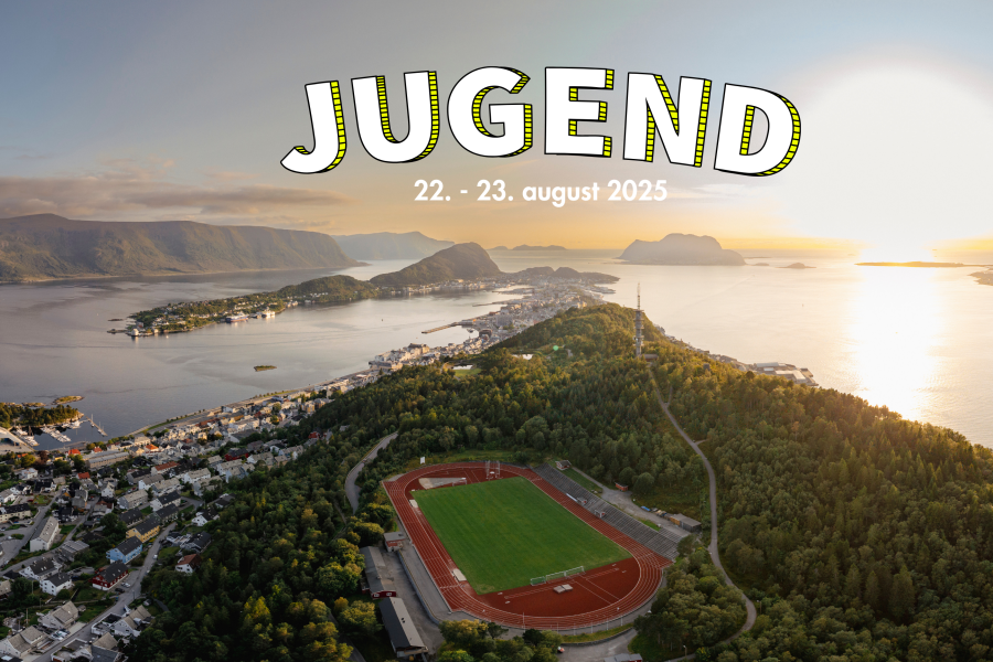 Bilde av aksla stadion med tekst "jugend"