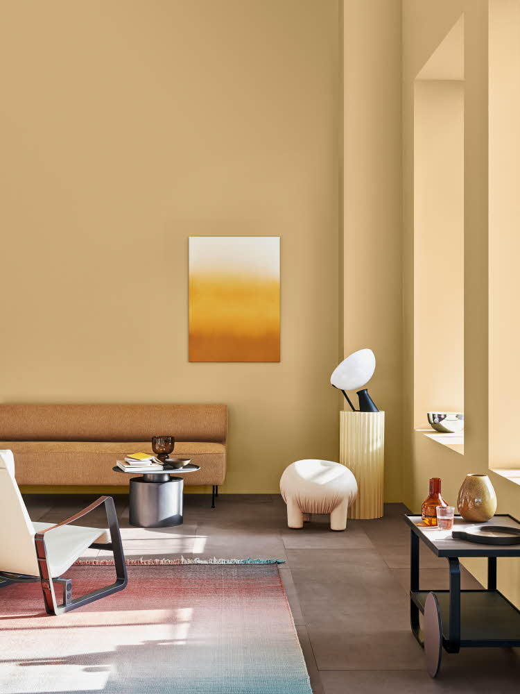 Moderne stue malt i gult
